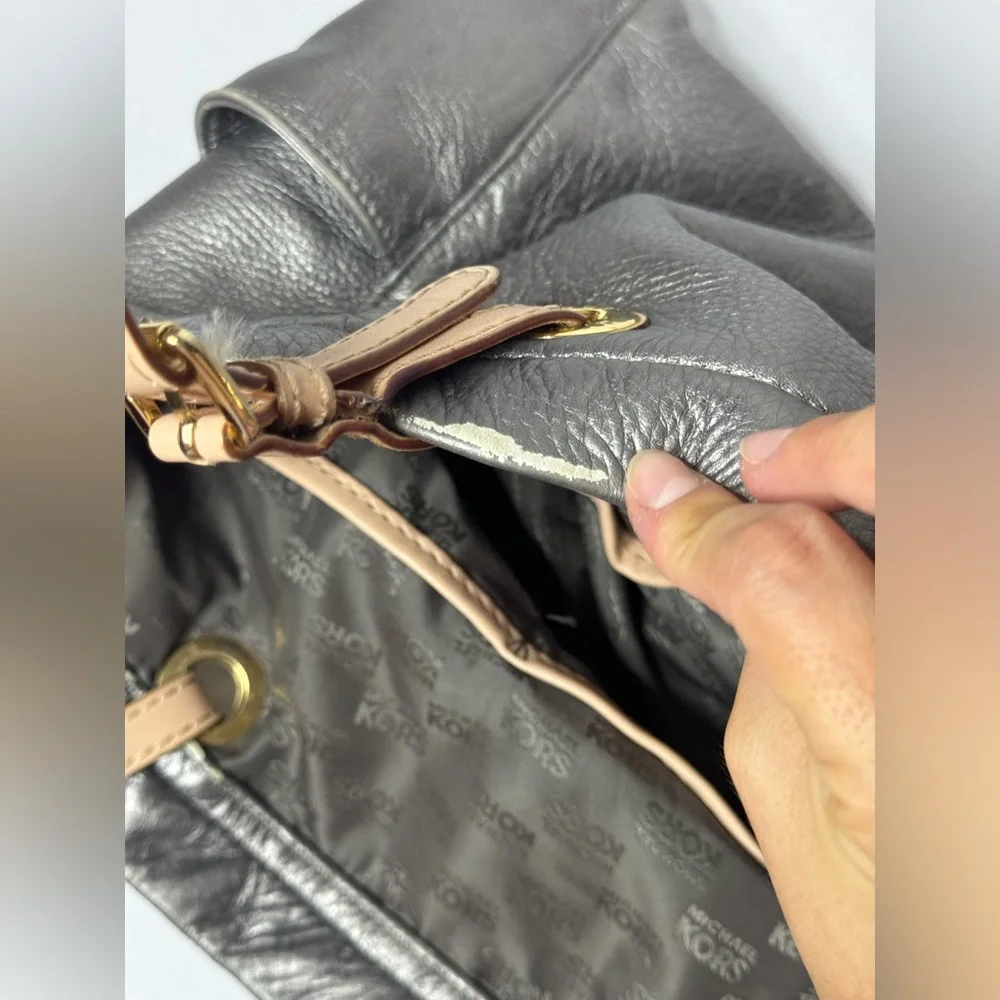 Michael Kors Metallic Grey Gold Hardware Tote Bag